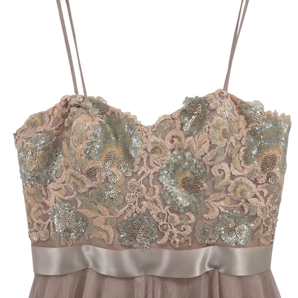 Watters & Watters Blair Gown 10 Rose Gold Sequin Lace Tulle Formal Dress Wedding - Picture 8 of 9